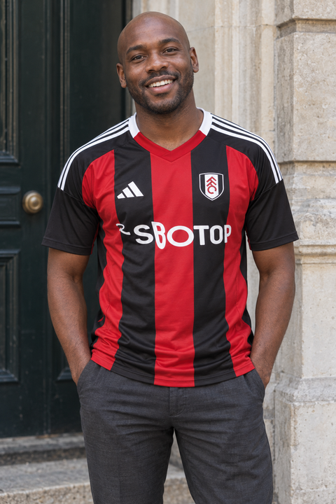 AI recreation of the Fulham away 2024/25 shirt, generated by Kitlist from its documented design record.