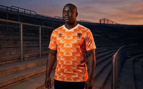 AI recreation of the Netherlands national association football team home 1998 shirt, generated by Kitlist from its documented design record.