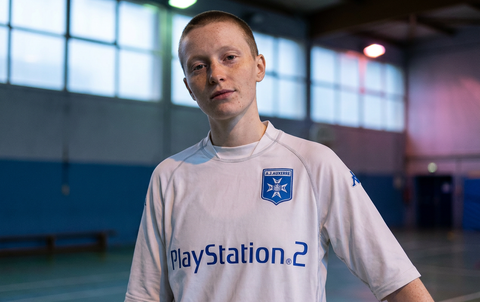 AI recreation of the AJ Auxerre home 2002/03 shirt, generated by Kitlist from its documented design record.