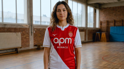 AI recreation of the AS Monaco home 2025/26 shirt, generated by Kitlist from its documented design record.