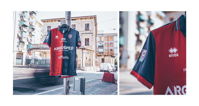 The 2024/25 Virtus Verona home shirt presented in a two-panel promotional layout.