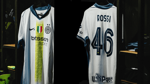 Front and back views of the Inter Milan special edition shirt dedicated to Valentino Rossi