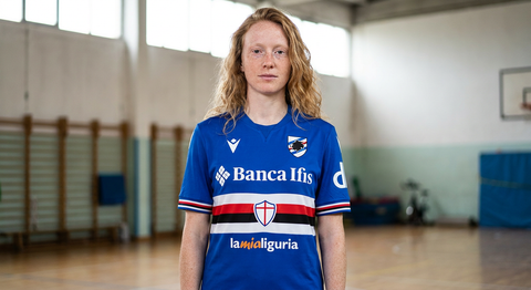 AI recreation of the U.C. Sampdoria home 2022/23 shirt, generated by Kitlist from its documented design record.