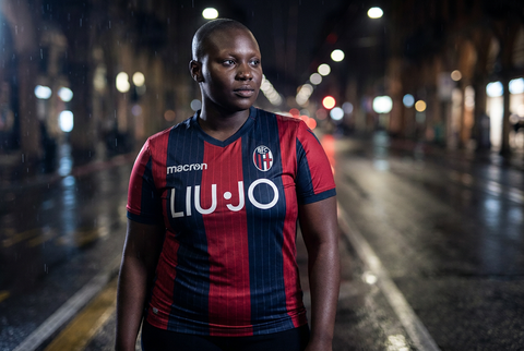 AI recreation of the Bologna home 2018/19 shirt, generated by Kitlist from its documented design record.