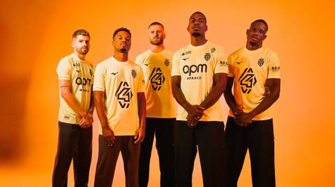 AS Monaco players presenting the new 2025/26 third kit by Mizuno.