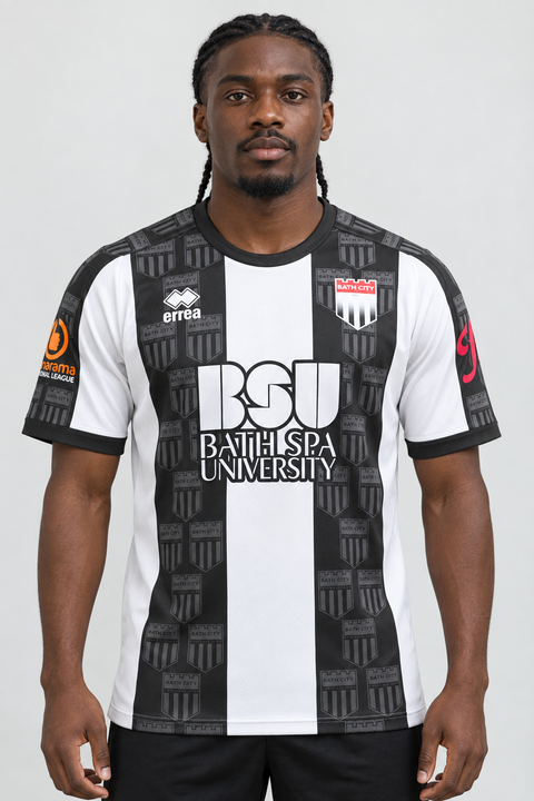 AI recreation of the Bath City FC home 2024/25 shirt, generated by Kitlist from its documented design record.