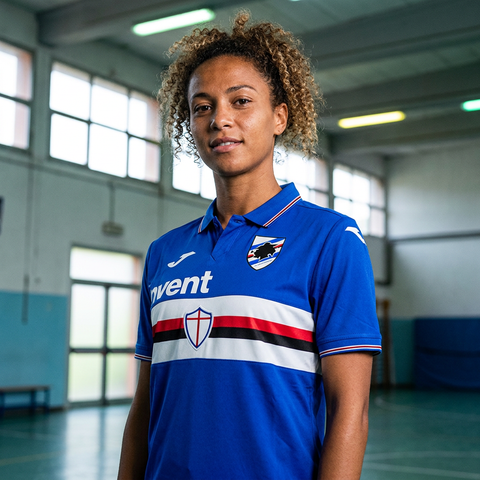 AI recreation of the U.C. Sampdoria home 2019/20 shirt, generated by Kitlist from its documented design record.