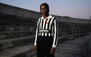 AI recreation of the Juventus home 1983/84 shirt, generated by Kitlist from its documented design record.