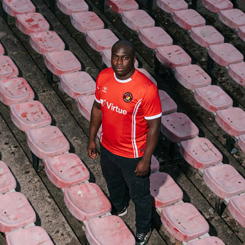 AI recreation of the Ebbsfleet United home 2025/26 shirt, generated by Kitlist from its documented design record.