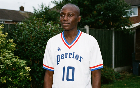 AI recreation of the Olympique Marseille home 1971/72 shirt, generated by Kitlist from its documented design record.