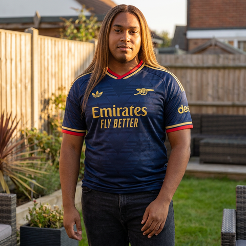 AI recreation of the Arsenal third 2026/27 shirt, generated by Kitlist from its documented design record.