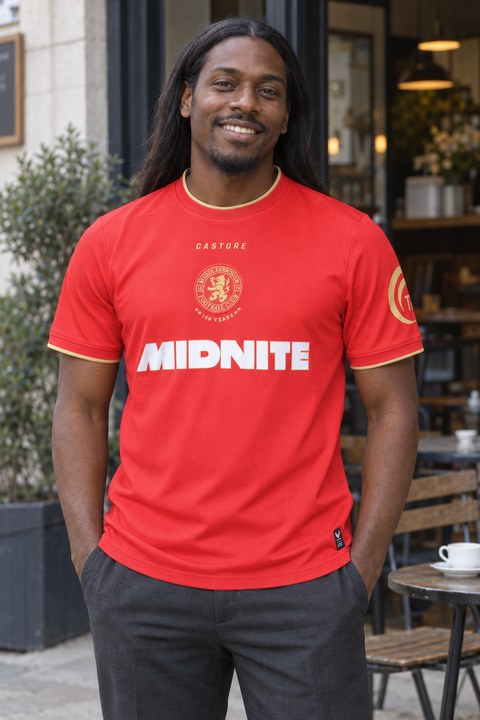 AI recreation of the Middlesbrough FC home 2026/27 shirt, generated by Kitlist from its documented design record.