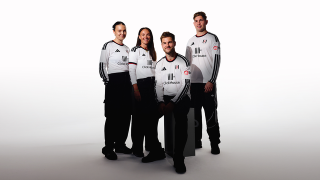Fulham FC players posing in the 2026/27 home kit